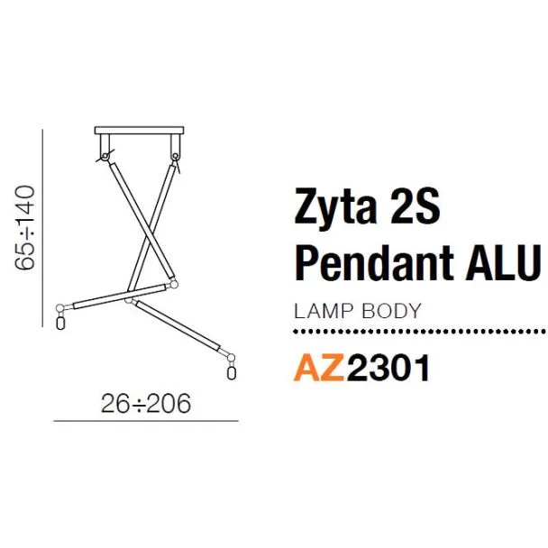 AZZARDO AZ2301 Zyta 2S ALU lampbody (aluminium) (stelaż)