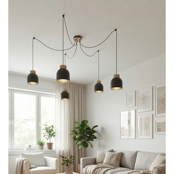 EMIBIG 1626/5 KRU 5 BLACK LAMPA WISZĄCA