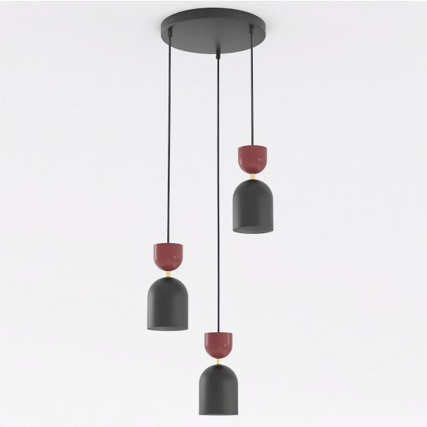 EMIBIG 1737/3PREM GAUDI 3PREM BLACK BURGUNDY Lampa wisząca