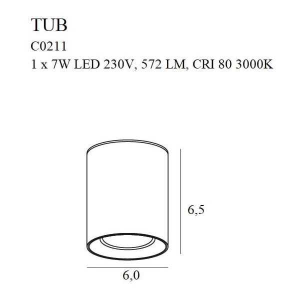 MAXLIGHT C0211 LAMPA SUFITOWA TUB OKRĄGŁY CZARNY + PIERŚCIEŃ OZDOBNY ZŁOTY RC0155/C0156 GOLD