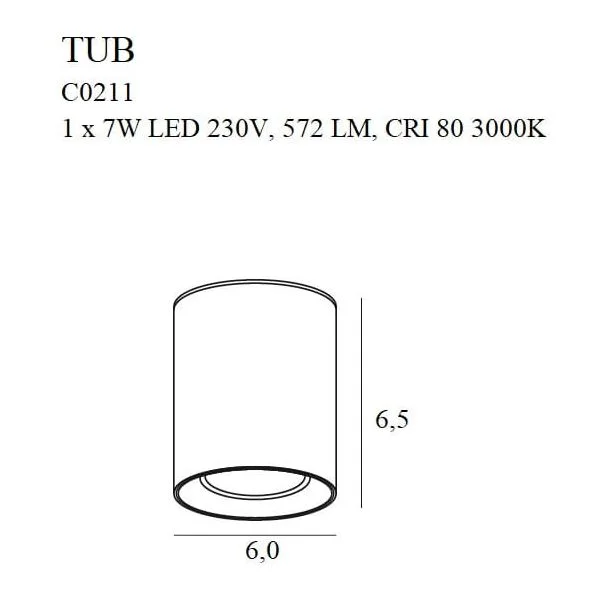 MAXLIGHT C0211 LAMPA SUFITOWA TUB OKRĄGŁY CZARNY + PIERŚCIEŃ OZDOBNY ZŁOTY RC0155/C0156 GOLD