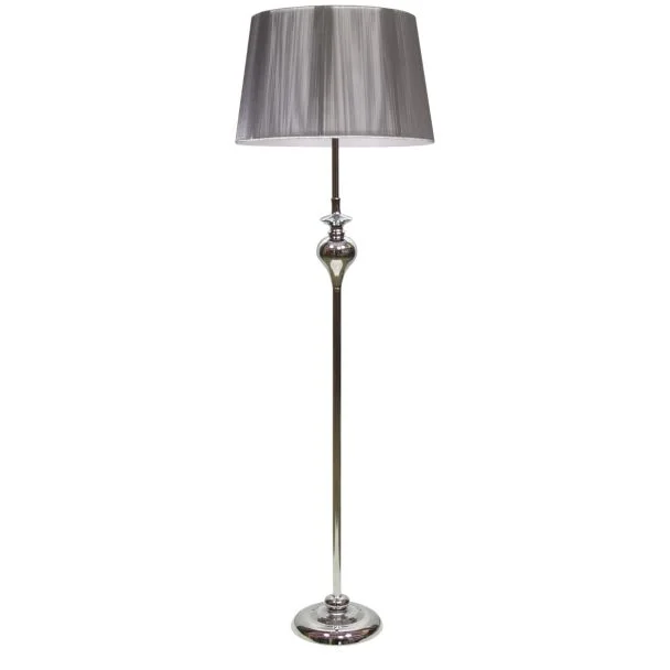CANDELLUX 51-11947 GILLENIA LAMPA PODŁOGOWA 1X60W E27 SREBRNA + ABAŻUR 51-11947
