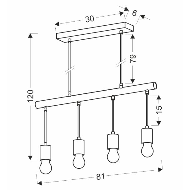 CANDELLUX 34-77929 IZZY LAMPA WISZĄCA 4X60W E27 CZARNY