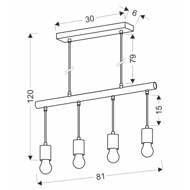 CANDELLUX 34-77929 IZZY LAMPA WISZĄCA 4X60W E27 CZARNY