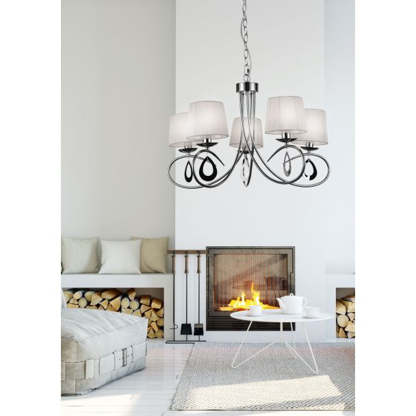 CANDELLUX 35-21687 ARNIKA ZWIS 5X40W E14 CHROM / BIAŁY