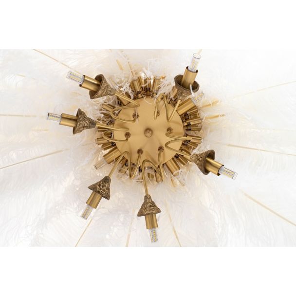 MOOSEE MSE1501100525 lampa wisząca TIFFANY 135 biała mosiądz / naturalne pióra