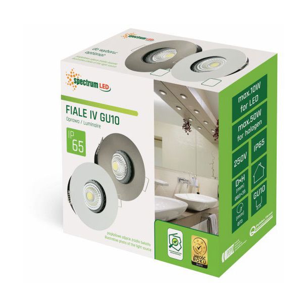 SPECTRUMLED SLIP001005 Oczko sufitowe FIALE IV GU10 OCZKO GU10 250V IP65 FI83x51mm BIAŁY okrągła