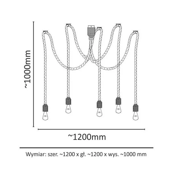 POLUX 312921 Lampa wisząca ROPE PAJĄCZEK E27x5