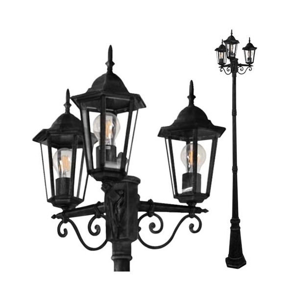 POLUX 313423 Lampa zewnętrzna LIGURIA 2,5m czarna 3xE27