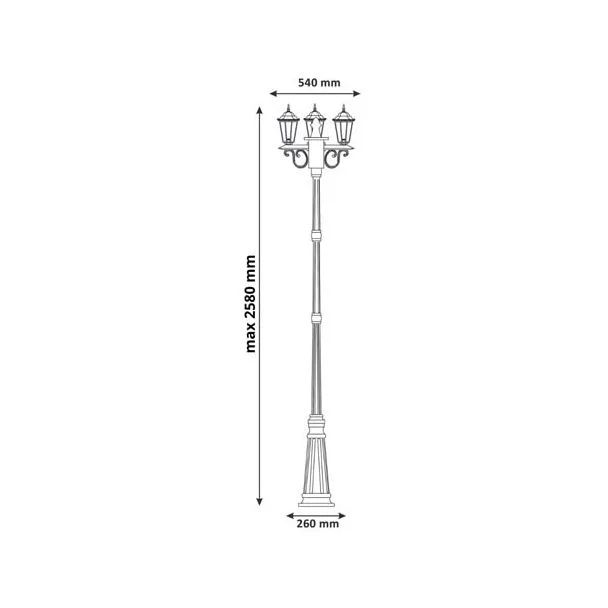 POLUX 313423 Lampa zewnętrzna LIGURIA 2,5m czarna 3xE27