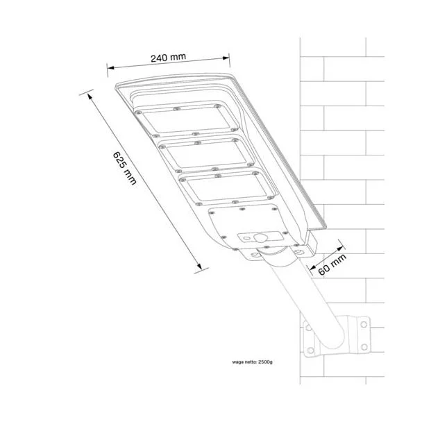 POLUX 315519 Naświetlacz Solarny LED STREET-9 z czujnikiem PIR, czarny + pilot