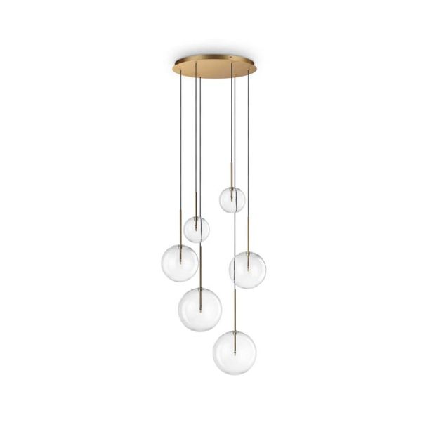 IDEAL LUX 317243 EQUINOXE SP6 OTTONE LAMPA WISZĄCA mosiądz