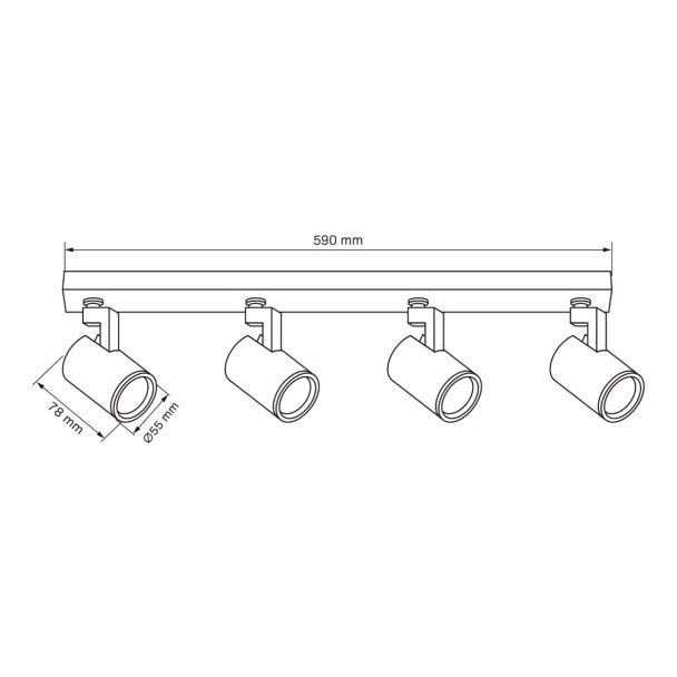 POLUX 328717 Lampa ścienno-sufitowa LYNX 4xGU10 czarna ruchoma