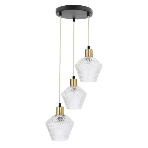 CANDELLUX 33-36377 Greniko lampa wisząca talerz czarny 3x40W E14 klosz bezbarwny
