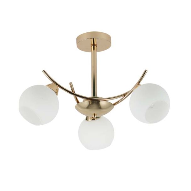 CANDELLUX 33-37473 AMOS Lampa wiszaca złoty 3x40W E27 klosz biały