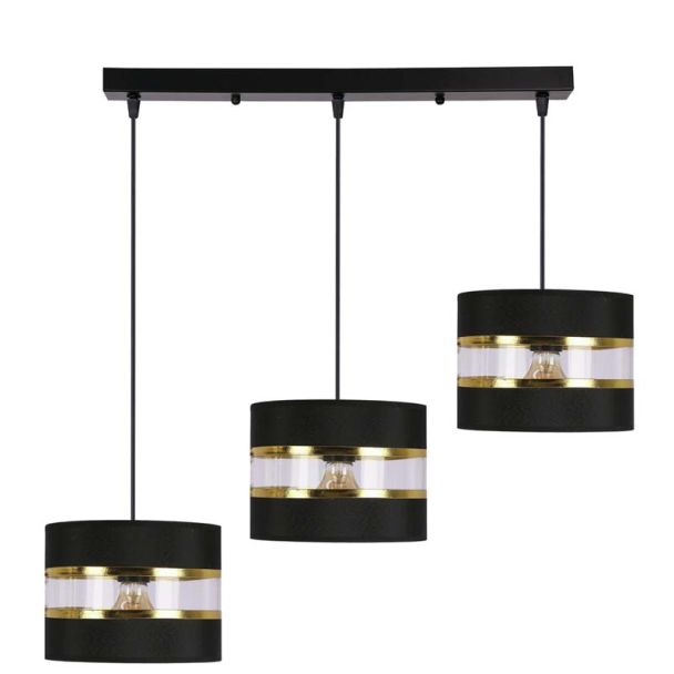 CANDELLUX 33-37596 PANDY lampa wisząca czarny 3x40W E27 abażur czarny+złoty