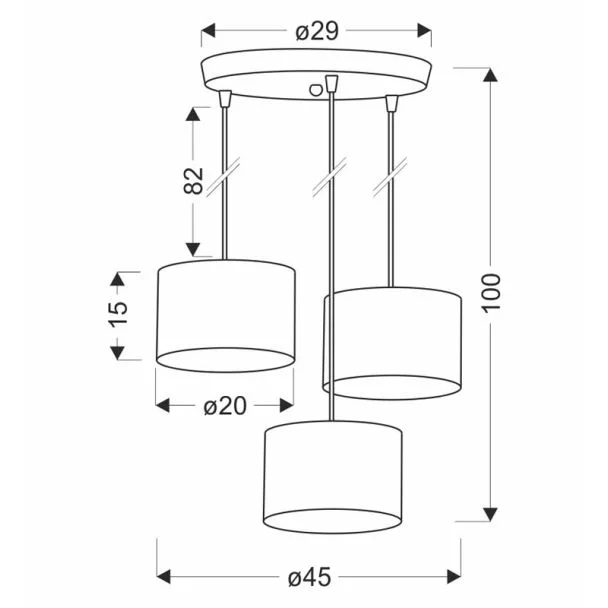 CANDELLUX 33-37602 PANDY lampa wisząca czarny talerz 3x40W E27 abażur czarny+złoty