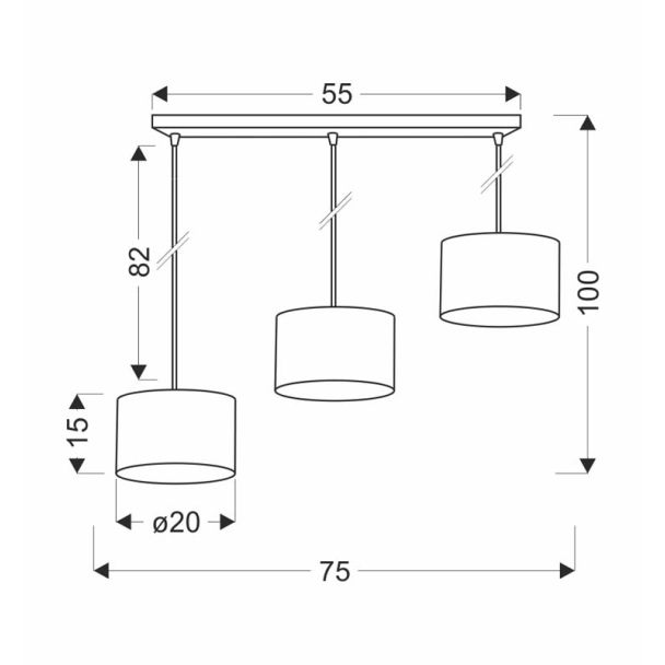 CANDELLUX 33-37657 PANDY lampa wisząca czarny 3x40W E27 abażur szary+złoty