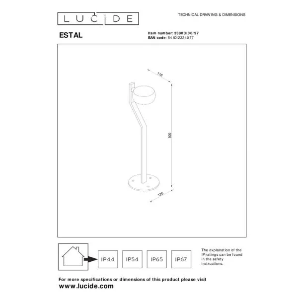 LUCIDE ESTAL 33803/08/97 lampa zewnętrzna stojąca