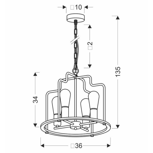 CANDELLUX 34-29690 Datus lampa sufitowa czarny 4x40W E27