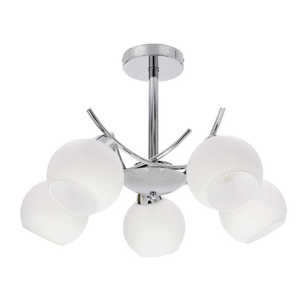 CANDELLUX 35-34984 AMOS Lampa wiszaca chromowy 5x40W E27 klosz biały