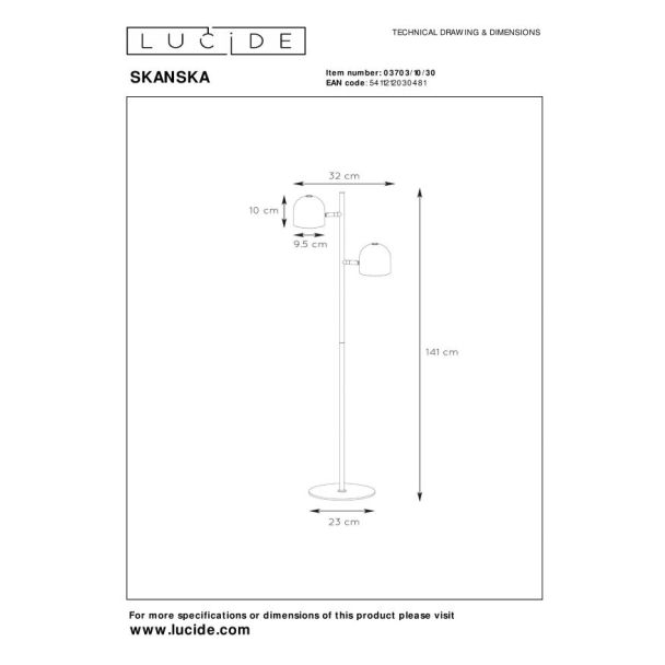 LUCIDE SKANSKA-LED 03703/10/30 LAMPA STOJĄCA - PODŁOGOWA