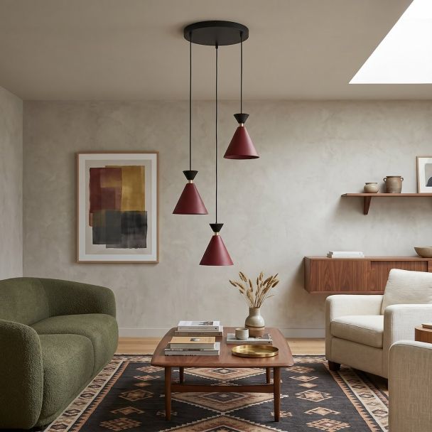 EMIBIG 1740/3PREM KLEVER 3PREM BURGUNDY BLACK Lampa wisząca