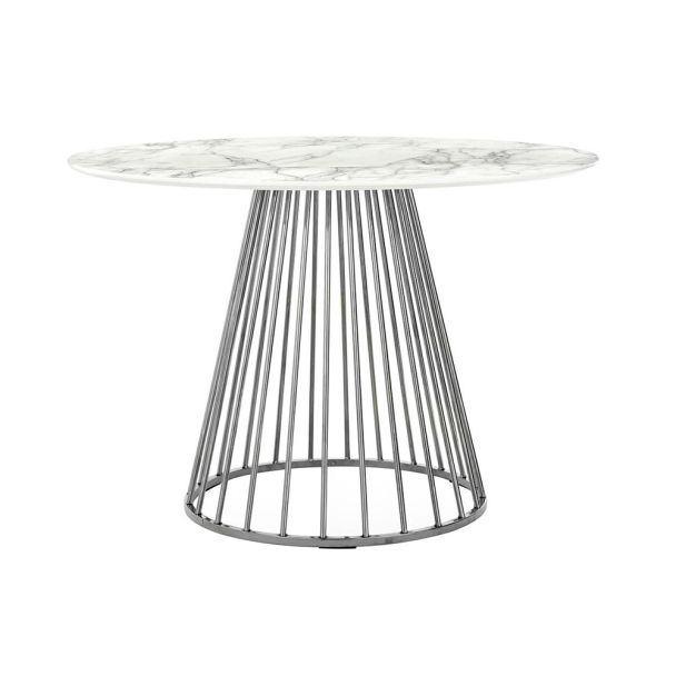 King Home KH1204100129.CHROM Stół GLAM MARBLE 110 - MDF, chromowana podstawa