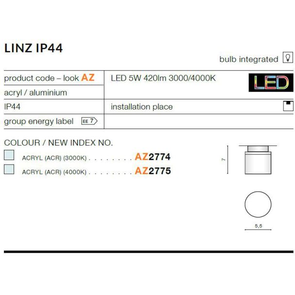 AZZARDO AZ2774 Linz 3000K (acryl)