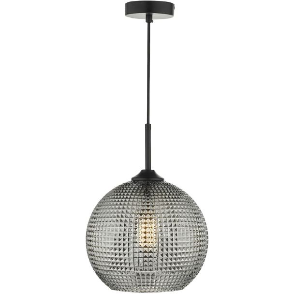 DAR SOR0110 SOREN 1LT PENDANT BLACK SMOKED GLASS