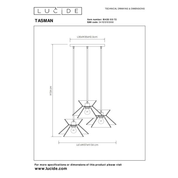 LUCIDE 10420/03/72 LAMPA WISZĄCA NOWOCZESNA TASMAN