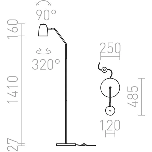 RENDL R12989 PRAGMA podłogowa czarna chrom 230V E27 28W