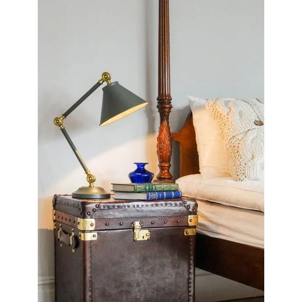 ELSTEAD Provence Element PV-ELEMENT-GAB 1 Light Mini Table Lamp - Dark Grey/Aged Brass