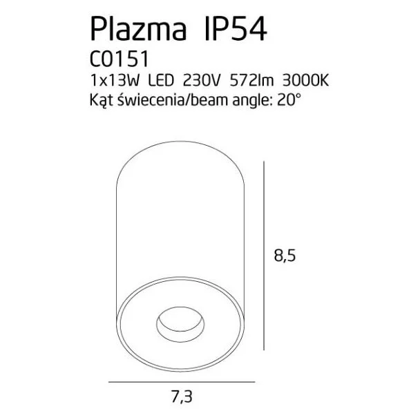 MAXLIGHT PLAZMA plafon IP54 C0151