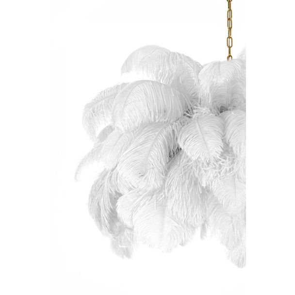 MOOSEE MSE1501100525 lampa wisząca TIFFANY 135 biała mosiądz / naturalne pióra