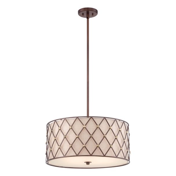 ELSTEAD Brown Lattice QZ-BROWN-LATTICE-P-L 4 Light Large Pendant