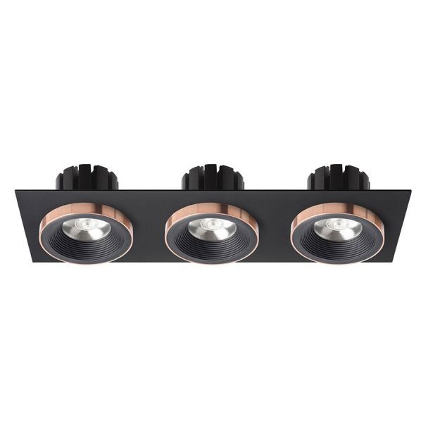 RENDL R13264 SHARM SQ III wpuszczana czarna/czarna miedź 230V LED 3x10W 24° 3000K