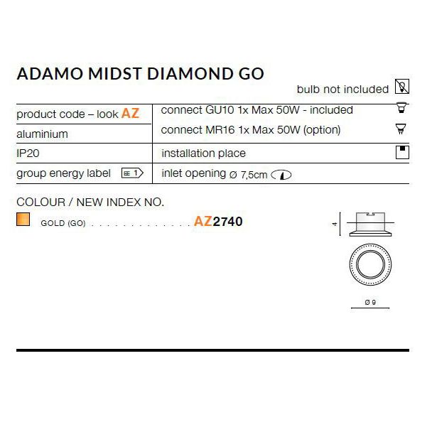 AZZARDO AZ2740 Adamo Midst Diamond (gold)
