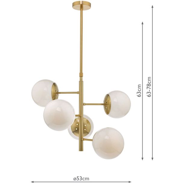 DAR BOM0535 BOMBAZINE 5LT PENDANT NATURAL BRASS CW GLS SHDS