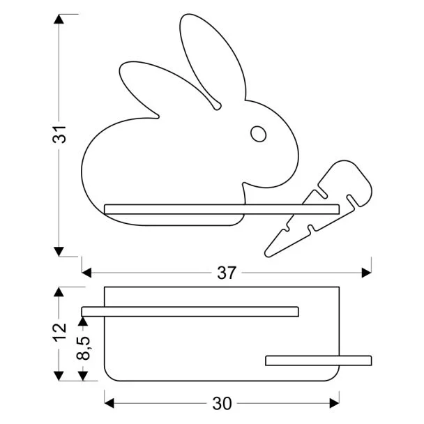 CANDELLUX 21-84743 RABIT LAMPA KINKIET 4W LED 4000K IQ KIDS SZARY+BIAŁY