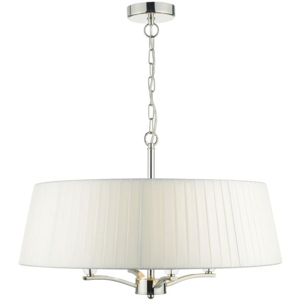 DAR CRI042 CRISTIN 4LT PENDANT POL NICKEL CW IVORY RIBBON SHD
