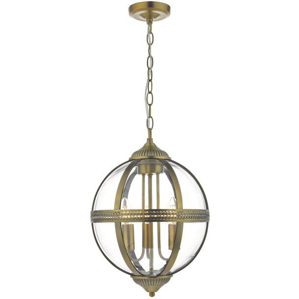 DAR VAN0375 VANESSA 3LT PENDANT ANT BRASS / CLEAR