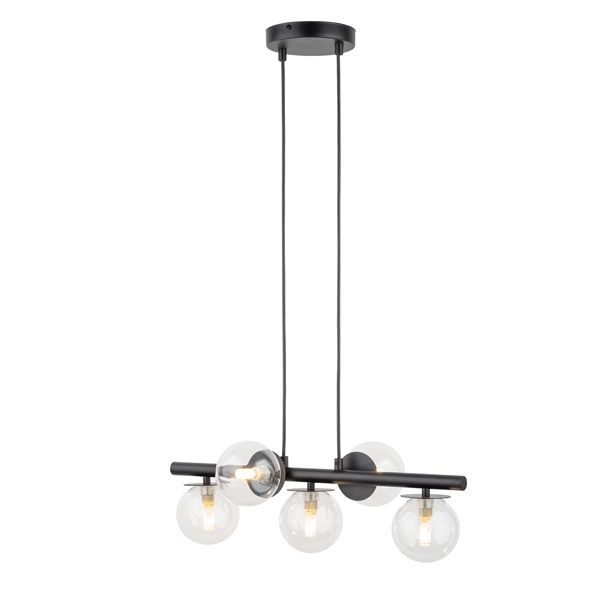 SIGMA 40791 AVOLA lampa wisząca kulki 5 czarne/transparentne