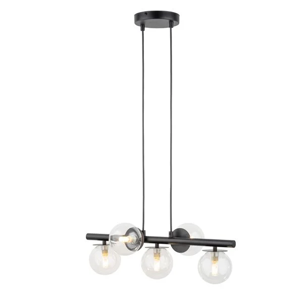 SIGMA 40791 AVOLA lampa wisząca kulki 5 czarne/transparentne