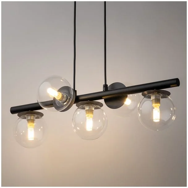SIGMA 40791 AVOLA lampa wisząca kulki 5 czarne/transparentne