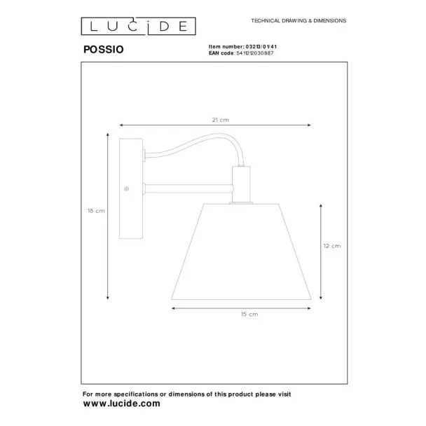 LUCIDE POSSIO 03213/01/41 LAMPA ŚCIENNA - NOWOCZESNA