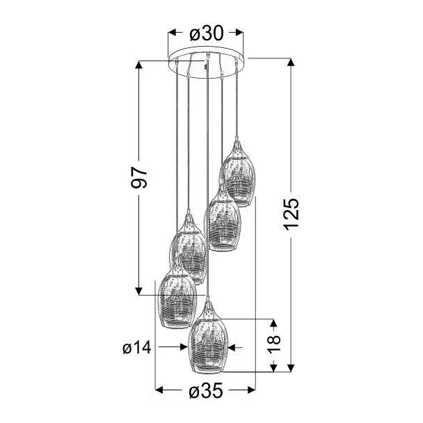 CANDELLUX 35-60198 MARINA LAMPA WISZĄCA TALERZ 5X60W E27 CHROM