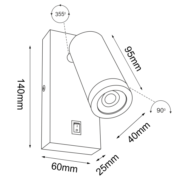 ANTIGO Kinkiet Doku - Czarny 4025