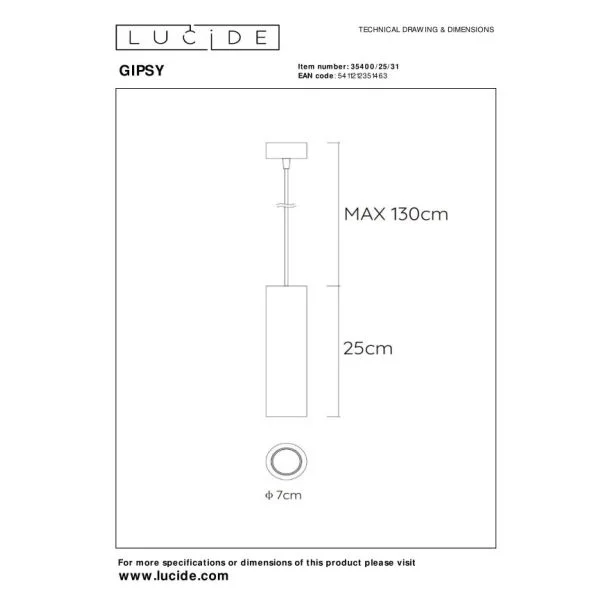 LUCIDE GIPSY 35400/25/31 LAMPA WISZĄCA - NOWOCZESNA