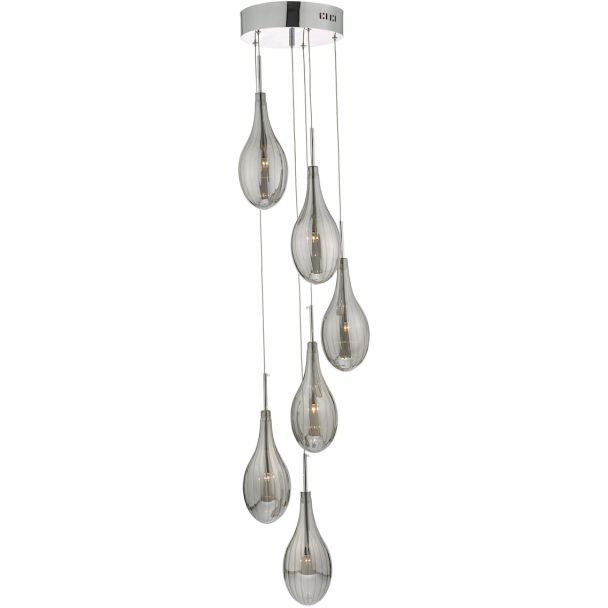 DAR SET6410 SETA 6LT CLUSTER PENDANT POL CHR/ SMOKED